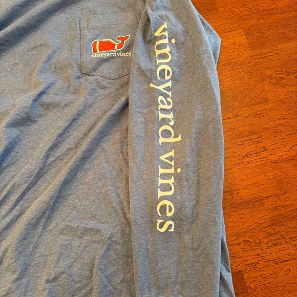 Vineyard‎ Vines Football Textured Whale Long Sleeve Pocket Tee Blue Size Small - Picture 4 of 8